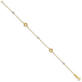 14k Two-tone Love Knots on Small Heart Link Bracelet